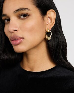 Rhinestone Multi Charm Drop Earrings