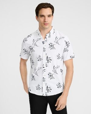 Abstract Floral Wrinkle-Resistant Everyday Performance Short Sleeve Shirt