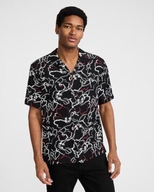 Floral Outline Short Sleeve Shirt