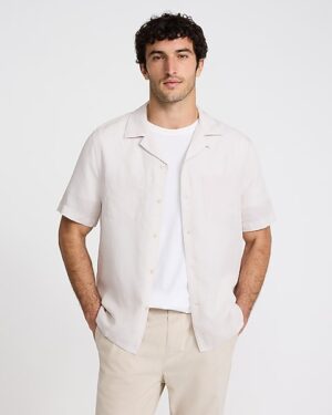 Double Pocket Linen-Blend Short Sleeve Shirt