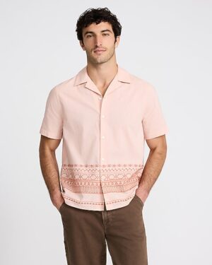 Embroidered Geo Border Short Sleeve Shirt