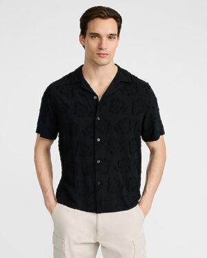 Raised Paisley Jacquard Short Sleeve Shirt