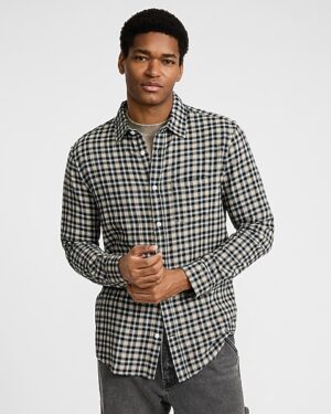 Textured Crinkle Plaid Shirt