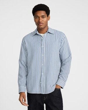 Textured Striped Long Sleeve Shirt