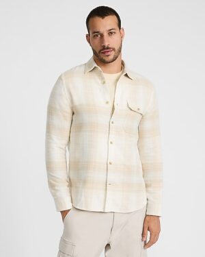 Plaid Cotton Button Pocket Sweater Flannel Shirt