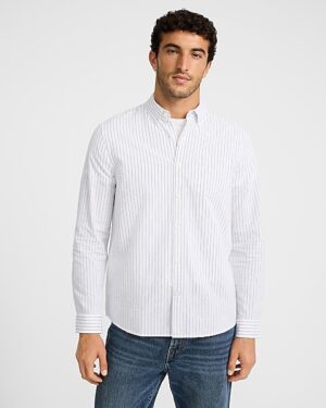 Textured Dobby Striped Cotton-Blend Shirt