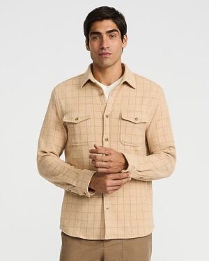 Grid Plaid Double Button Pocket Sweater Flannel Shirt