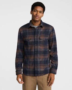 Plaid Double Button Pocket Sweater Flannel Shirt