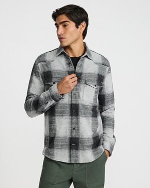 Western Plaid Double Button Pocket Sweater Flannel Shirt