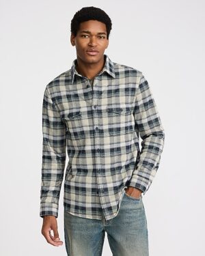Plaid Double Button Pocket Sweater Flannel Shirt