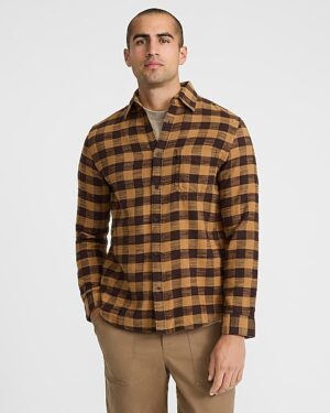 Plaid Brushed Cotton Patch Pocket Flannel Shirt