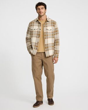 Plaid Cotton Double Pocket Flannel Shirt Jacket