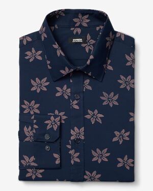 Slim Floral Wrinkle-Resistant Everyday Performance Dress Shirt