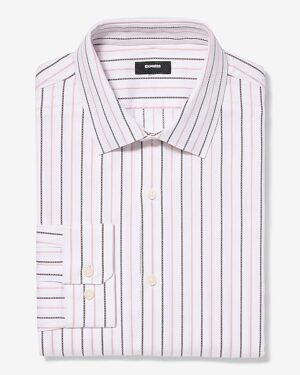 Extra Slim Textured Striped Cotton Stretch 1MX Dress Shirt