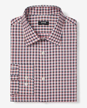 Slim Grid Plaid Wrinkle-Resistant Everyday Performance Dress Shirt