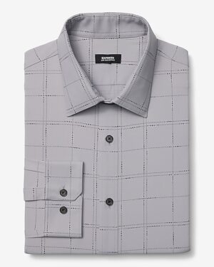 Slim Windowpane Plaid Wrinkle-Resistant Everyday Performance Dress Shirt