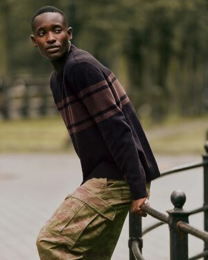 Felted Varsity Striped Crew Neck Sweater