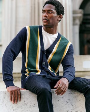 Varsity Striped Cotton Cardigan