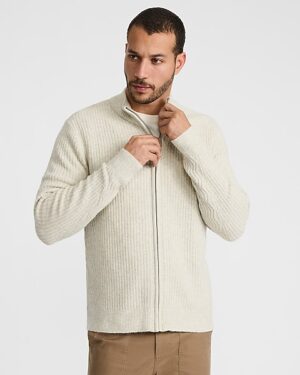 Textured Zip Mock Neck Sweater