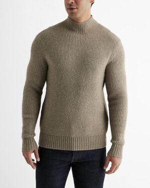 Fuzzy Ribbed Turtleneck Sweater