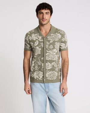 Floral Cotton Short Sleeve Sweater Polo