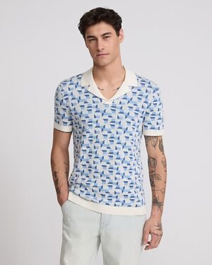 Geo Cotton Short Sleeve Sweater Polo