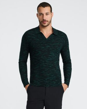 Space Dye Johnny Collar Everyday Performance Merino Wool Sweater Polo