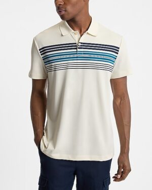 Chest Striped Pique Everyday Performance Polo