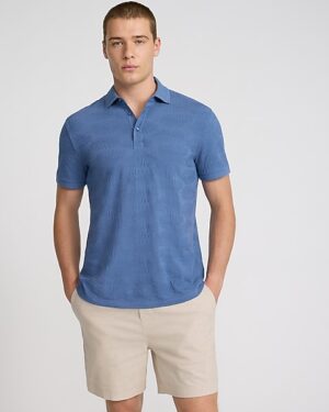 Textured Palms Cotton-Blend Polo