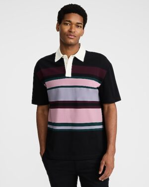 Striped Color Block Perfect Pima Cotton Pique Ruby Polo
