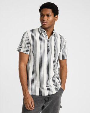 Textured Stripe Cotton-Blend Polo