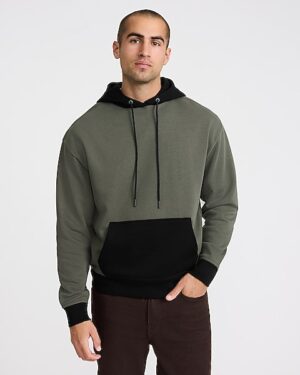 Color Block Drawstring Fleece Hoodie