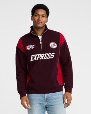 Striped Racing Quarter Zip Graphic Sweatshirt