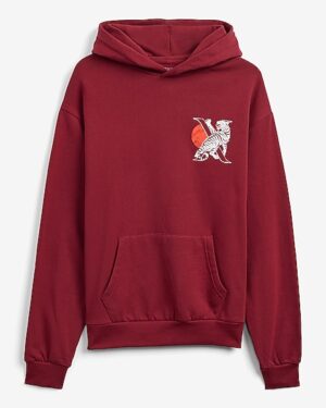 Tiger X Logo Burgundy Fleece Hoodie