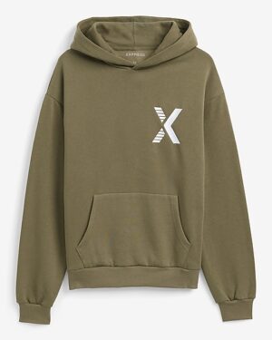 X Logo Olive Green Fleece Hoodie