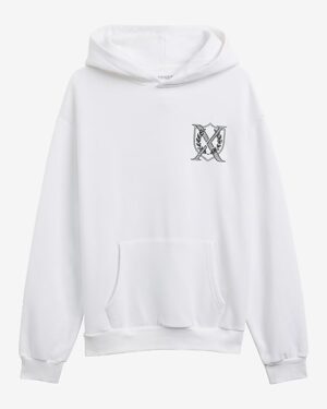 Crest Logo White Fleece Hoodie
