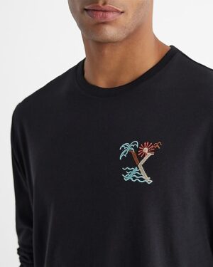 Tropical X Logo Graphic Perfect Pima Cotton Long Sleeve T-Shirt