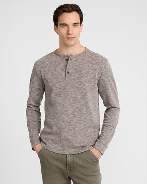 Marled Knit Long Sleeve Henley