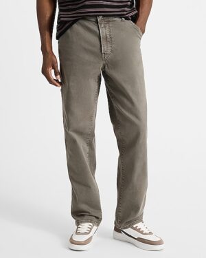 Loose Dusty Olive Hyper Stretch Carpenter Jeans