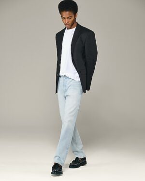 Straight Light Wash Stretch Jeans