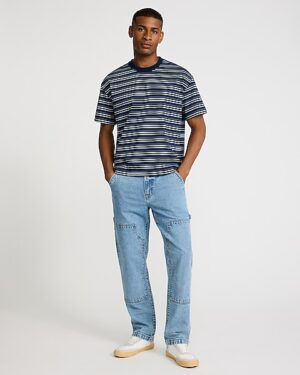Straight Light Wash Stretch Carpenter Jeans