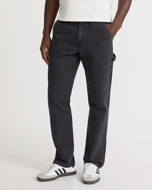 Straight Black Wash Low Stretch Carpenter Jeans