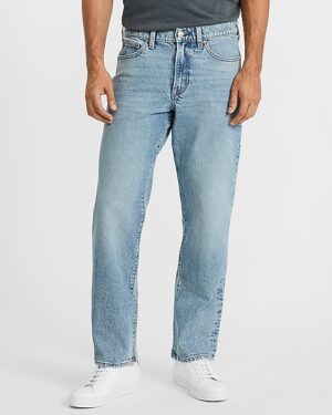 Straight Light Wash Stretch Jeans