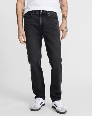 Slim Straight Black Wash Stretch Jeans