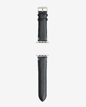Black Faux Leather Watch Band