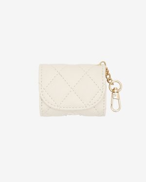 Cream Quilted Faux Leather AirPod Case