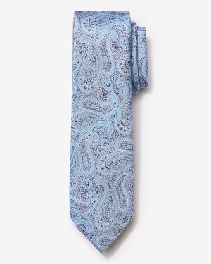 Narrow Blue Paisley Tie