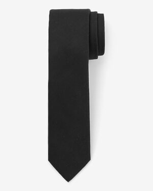Narrow Black Solid Tie