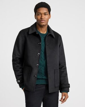 Black Wool-Blend Shirt Jacket