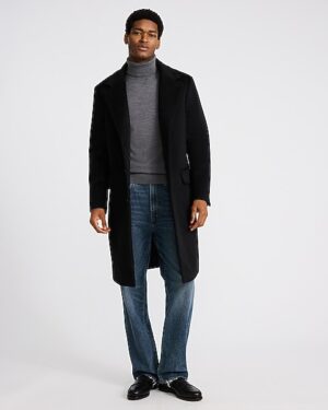 Black Wool-Blend Topcoat